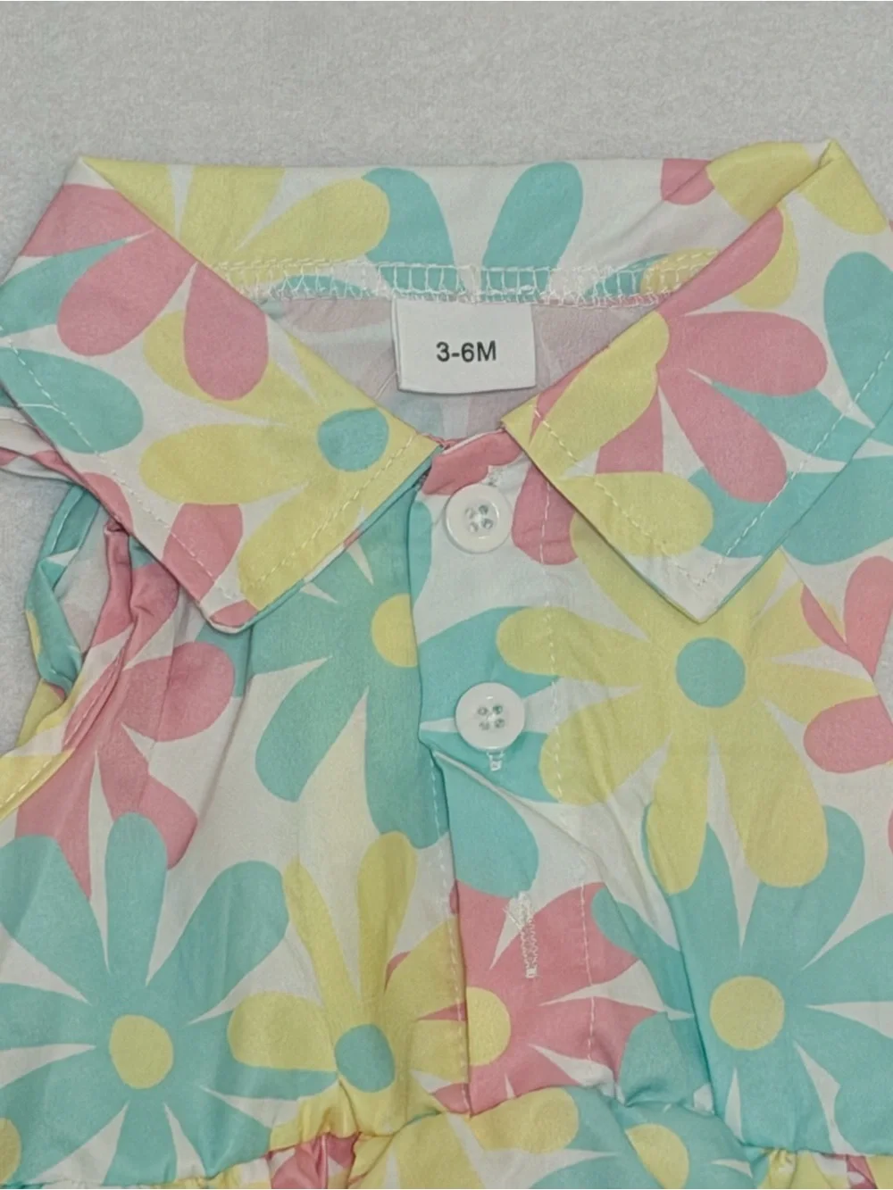 Baby Girl Floral Dress Bodysuit 3-6M Pastel Daisy Print Collared NWT
